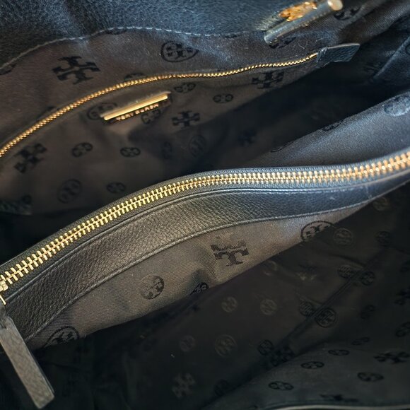 Tory Burch Black Leather Tote with Gold Chain - Picture 14 of 16